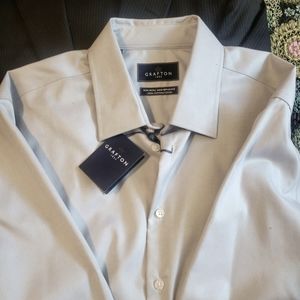 NWT Men's grey/gray Grafton no-iron button down collared dress shirt